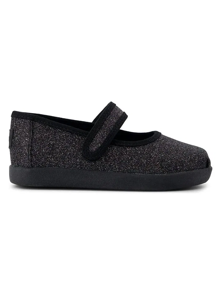 Балетки детские с блестками TOMS черные