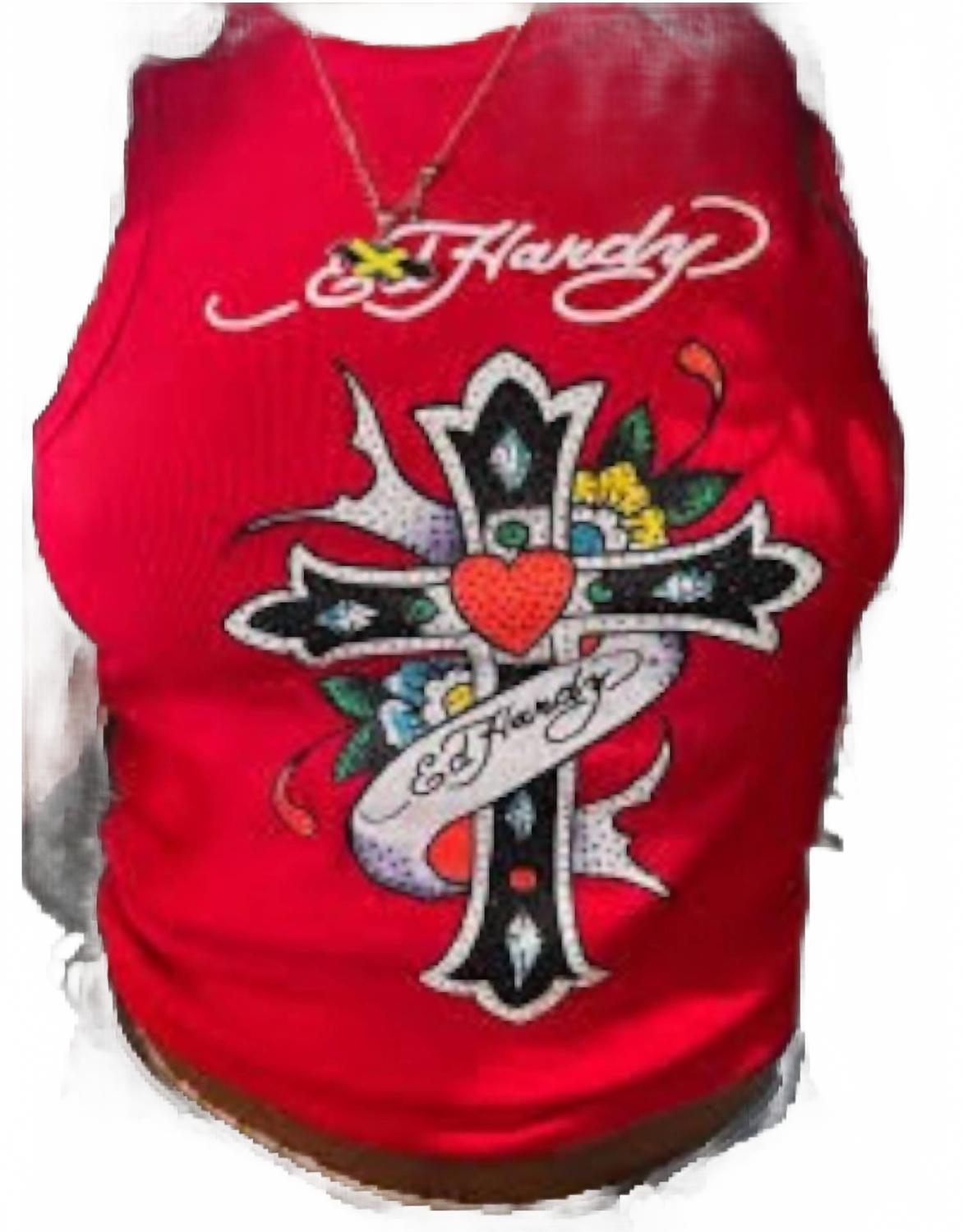 

Женский топ с перекрестными блестками в вишневом цвете Ed Hardy, Cherry