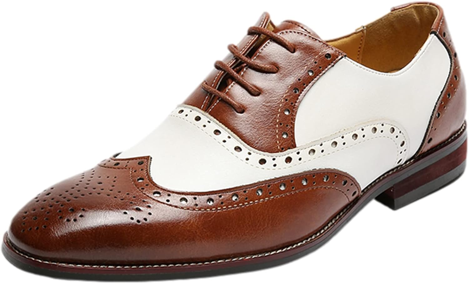 

Мужские стильные броги из микрофибры и кожи, свадебные туфли с контрастной отделкой, оксфорды для официальных мероприятий Jamron, коричневый