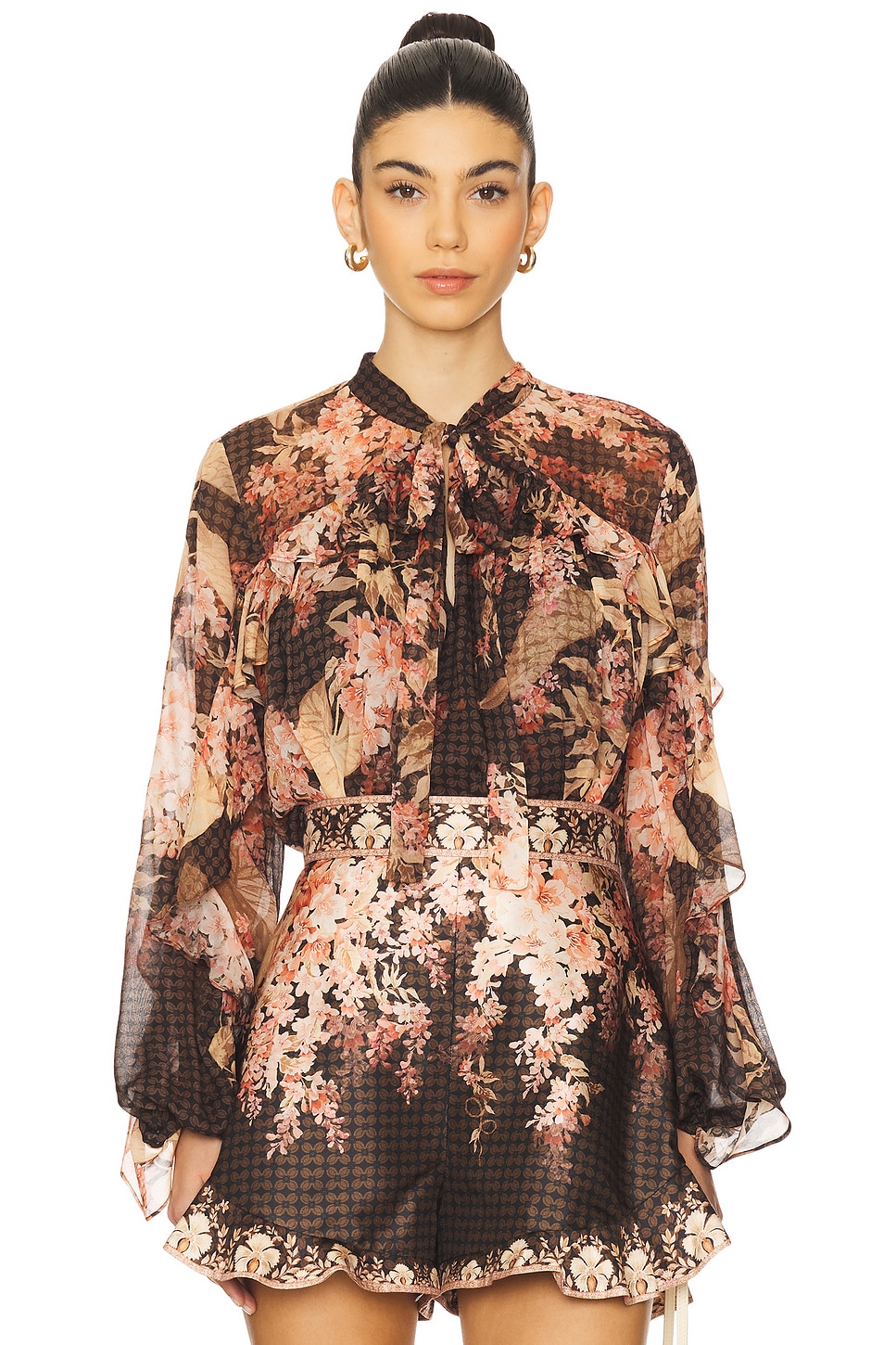 

Блуза с рюшами Illuminate Zimmermann, black floral