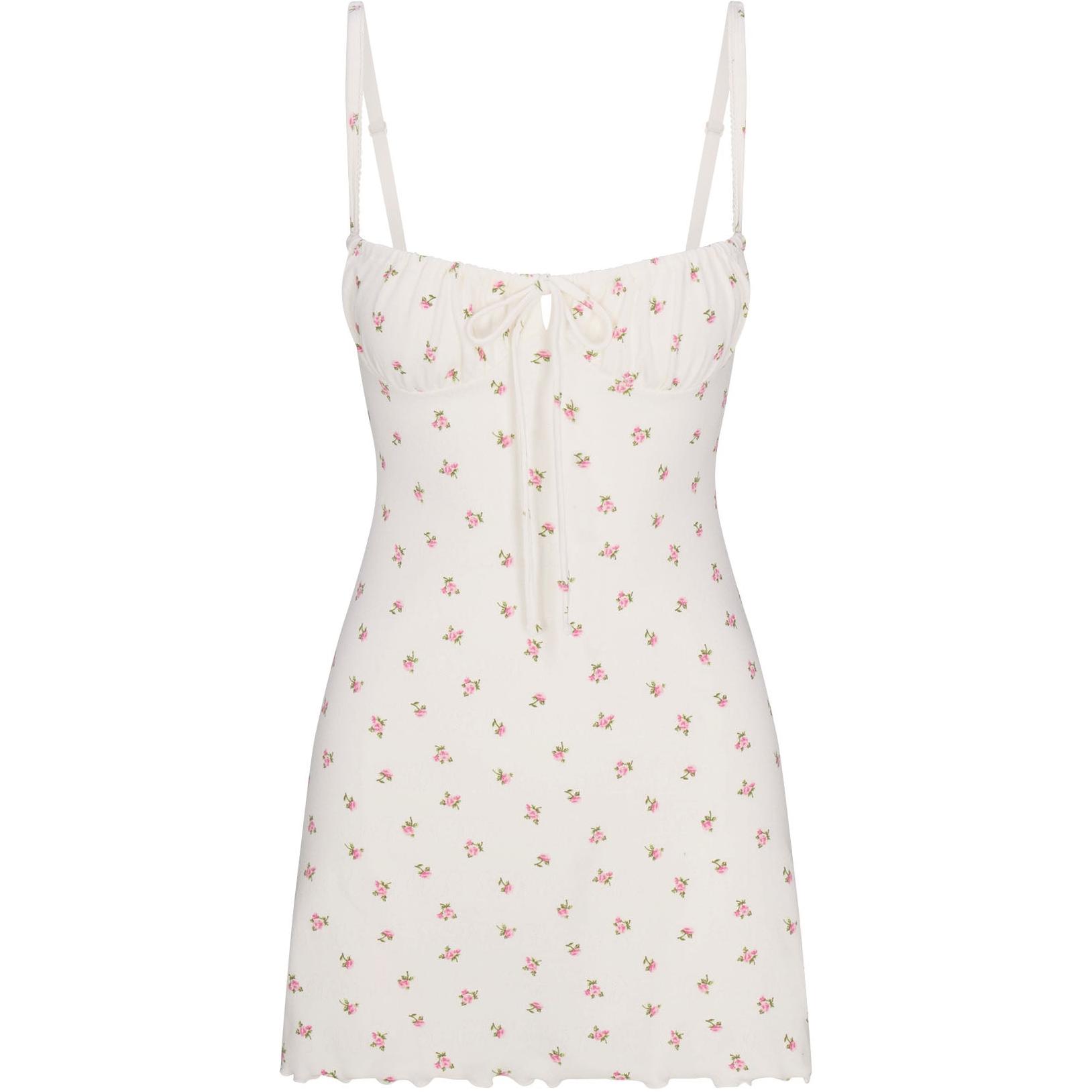 

Skims Мини-платье-комбинация Valentine's Day Collection SS25 LOGO POINTELLE женское, мраморно-розовый принт ROSEBUD