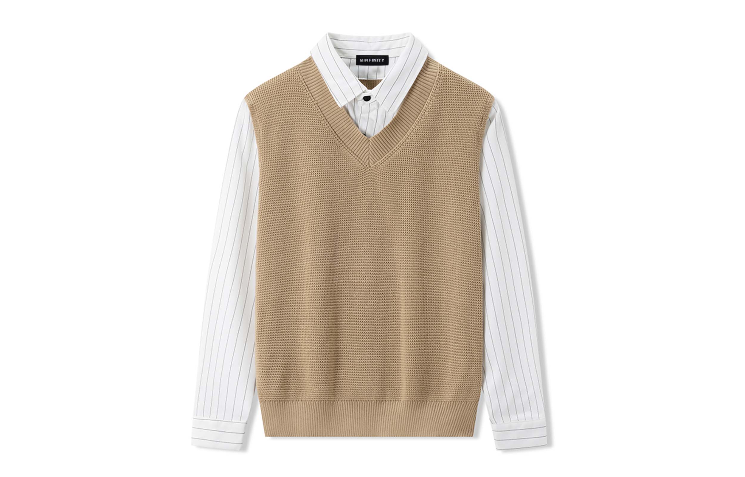 

Трикотажный свитер унисекс с V-образным вырезом, умеренная посадка VanCamel, хаки