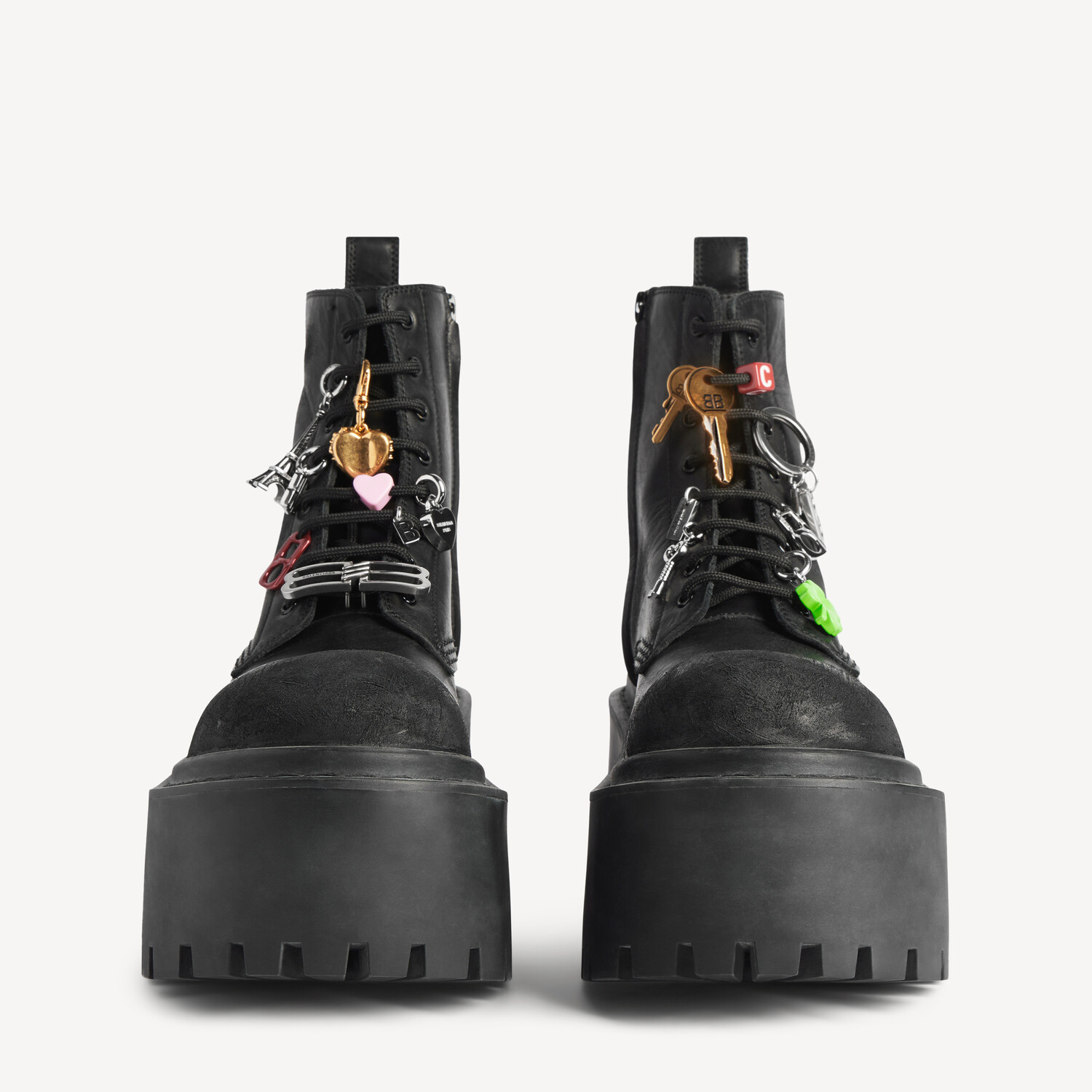 BALENCIAGA Женские ботильоны Strike на платформе с подвесками, в черном/многоцветном исполнении — фото 3