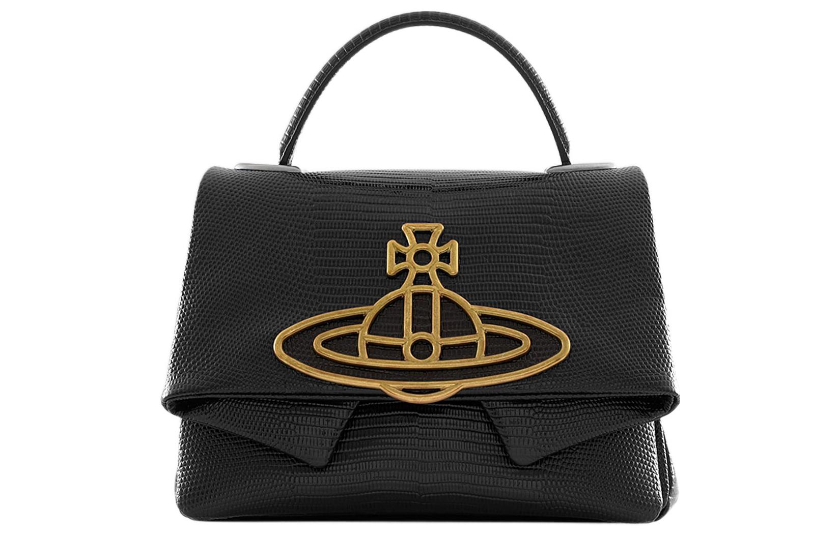 

Vivienne Westwood Кожаная портативная сумка через плечо, женская черная