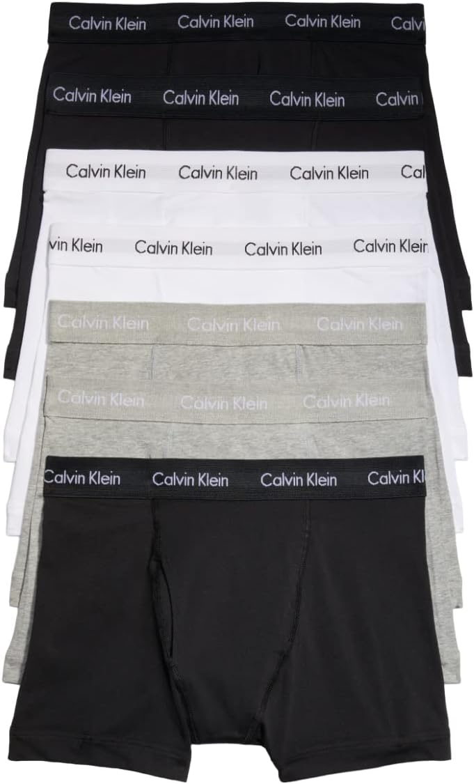 

Мужские боксеры Calvin Klein из хлопка и эластичного материала, упаковка 7 шт., 3 Black, 2 Grey Heather, 2 White