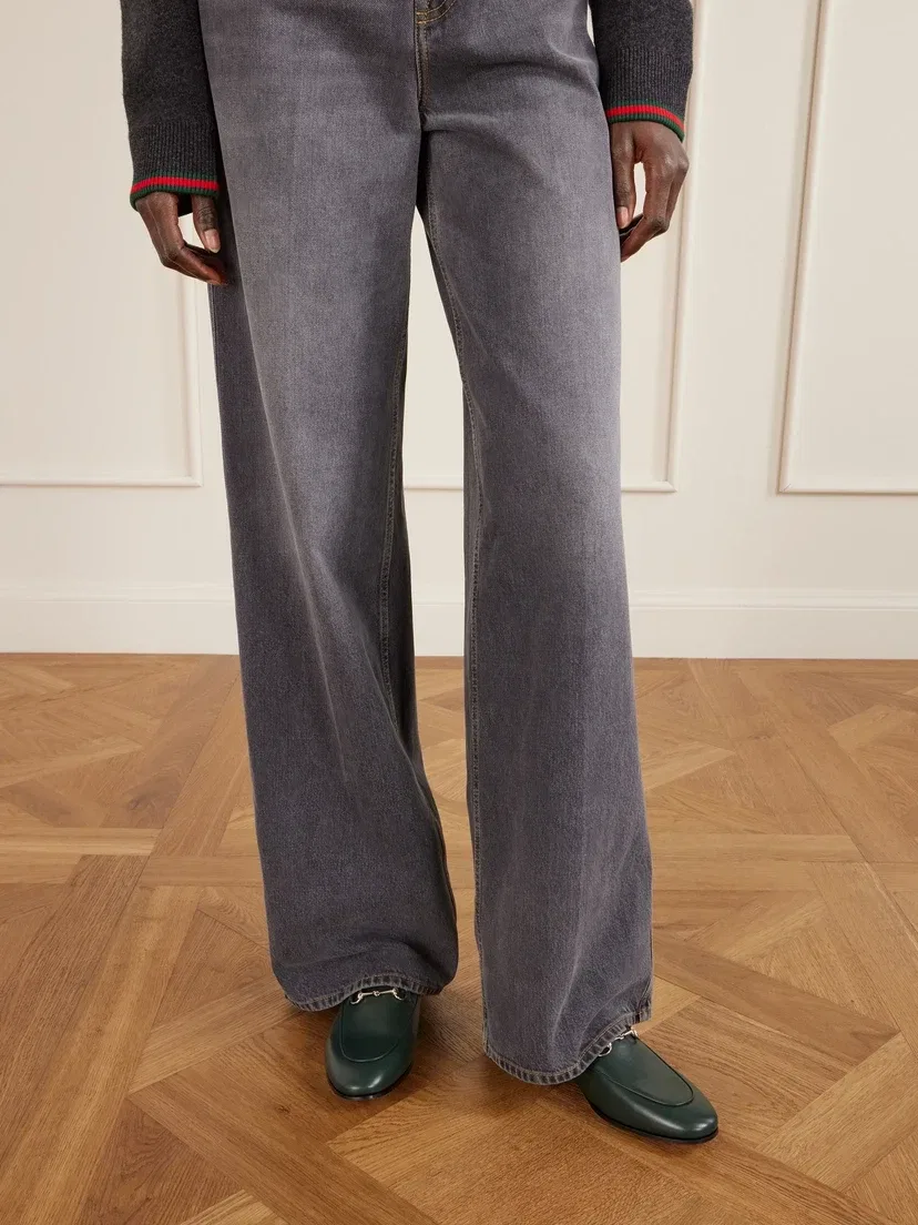 Кожаные лоферы Jordaan с деталями-трензелями GUCCI, бирюзовый — фото 2