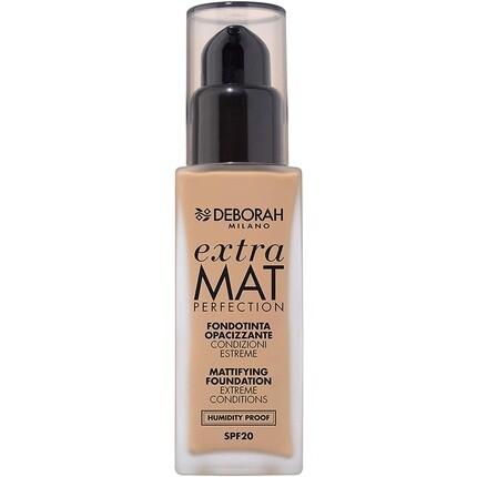 

Deborah Тональная основа Extra Mat Perfection Foundation N.3.3 с золотым финишем, непрозрачная текстура, не оставляет следов и устойчива к влаге, Spf20, 30 мл