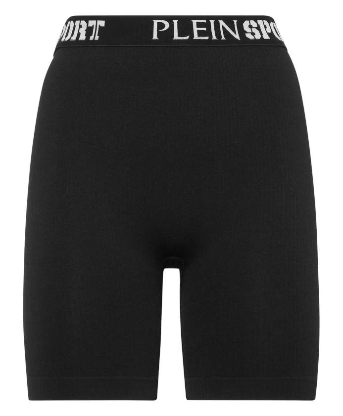 

Ребристые бесшовные велосипедные шорты Plein Sport, черный