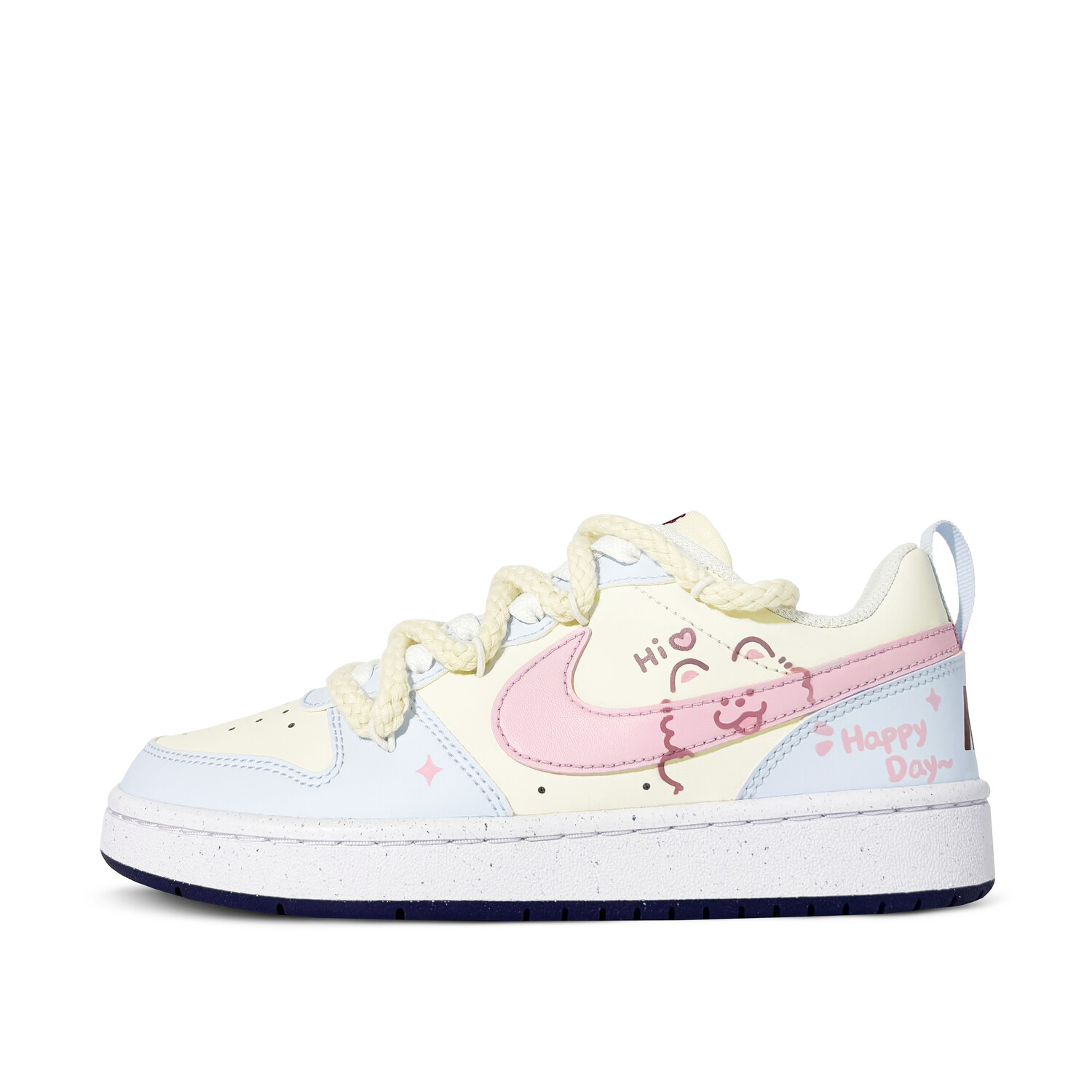 

Кроссовки Nike Court Borough Skateboarding Shoes Women's Low-top Yellow And White Powder, цвет Hello puppy