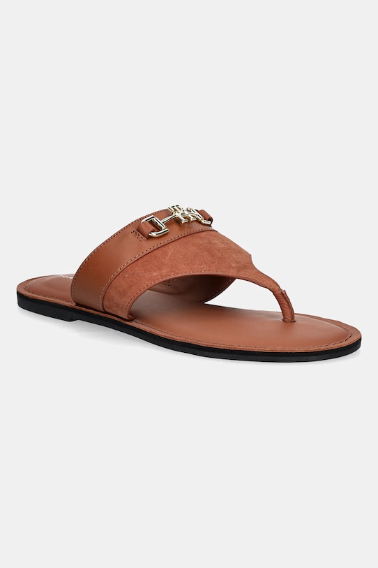 Кожаные шлепанцы MIXED LEATHER HORSEBIT THONG Tommy Hilfiger, коричневый