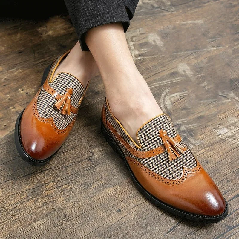 Лоферы мужские классические, бренд Luxury, модель Pointed Toe, коричневый KTYUERGHK — фото 2