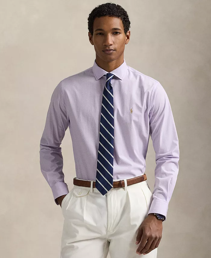 

Мужская классическая рубашка из стрейч-поплина в клетку Polo Ralph Lauren, фиолетовый