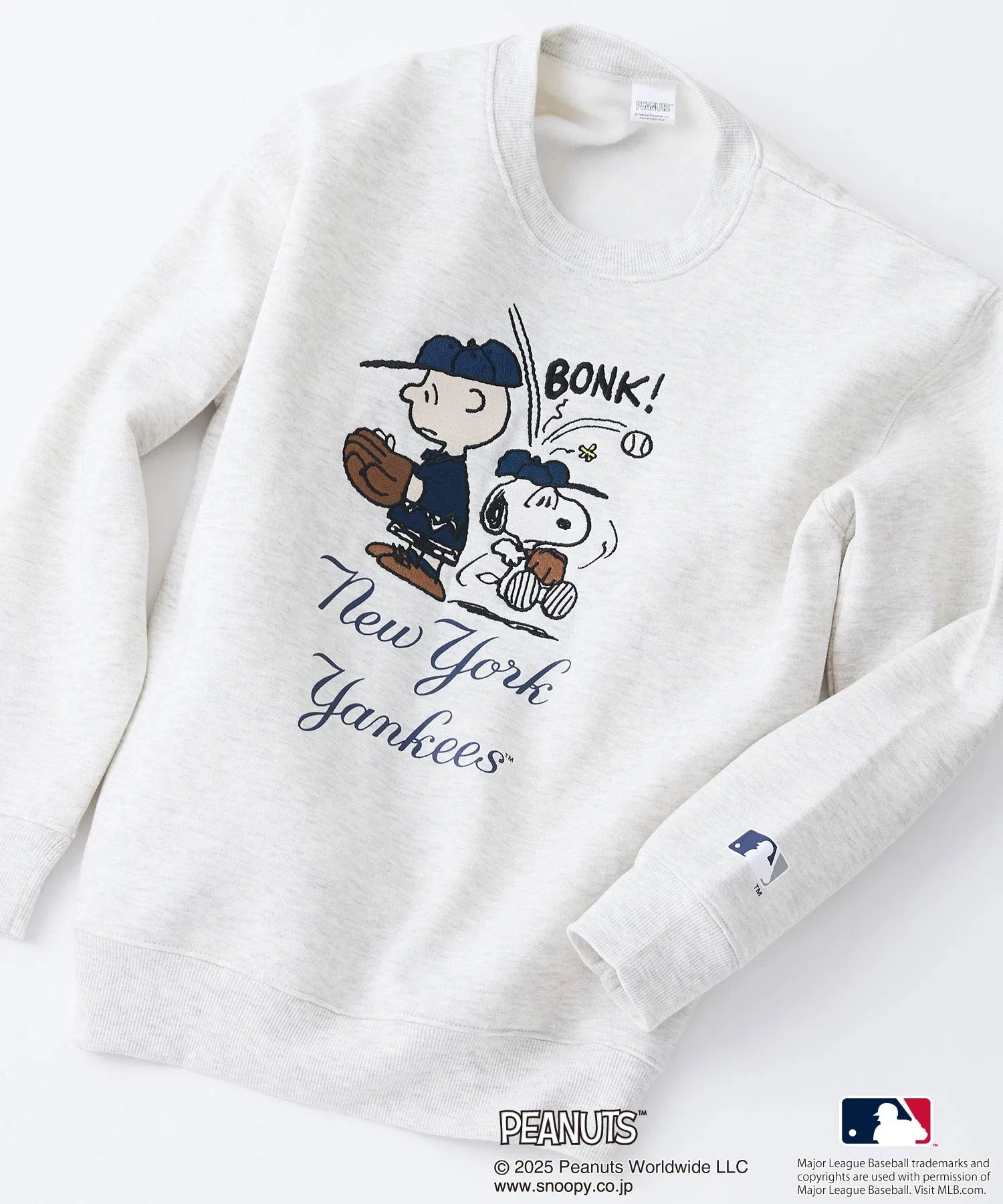 【PEANUTS x MLB】Оригинальный дизайн детской толстовки на флисовой подкладке - детские размеры - изображения персонажей Yankees, Dodgers, Cubs