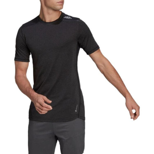 Футболка Men's adidas Mesh Panel Armpit Round Neck Pullover Short Sleeve Black T-Shirt, черный — фото 2