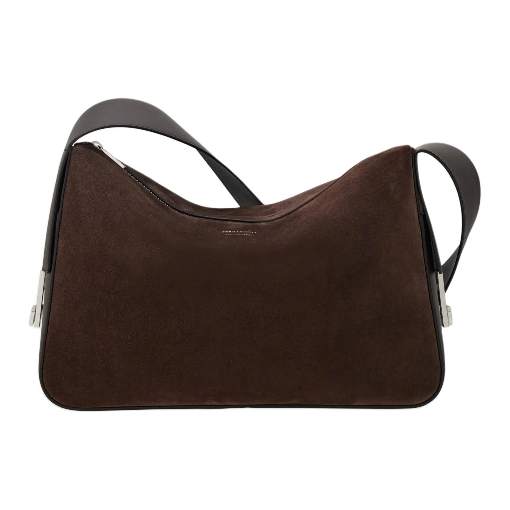 

Ferragamo Мужская наплечная сумка через плечо из темно-коричневой кожи с молотковой текстурой