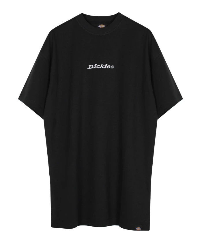 

Черное хлопковое платье-футболка с логотипом Dickies, черный