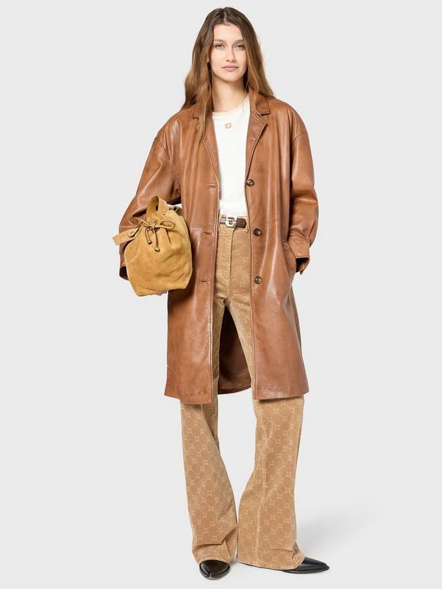

Кожаное пальто розабель Gerard Darel, коричневый