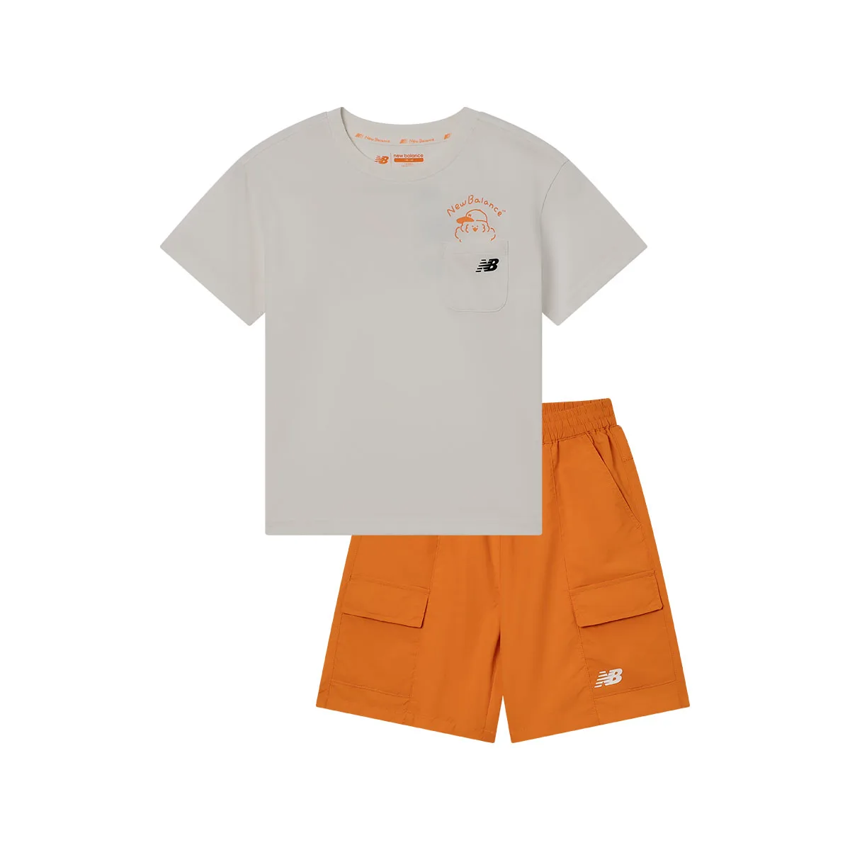 New Balance Повседневный спортивный костюм цвета слоновой кости для детей 3-7 лет — фото 3