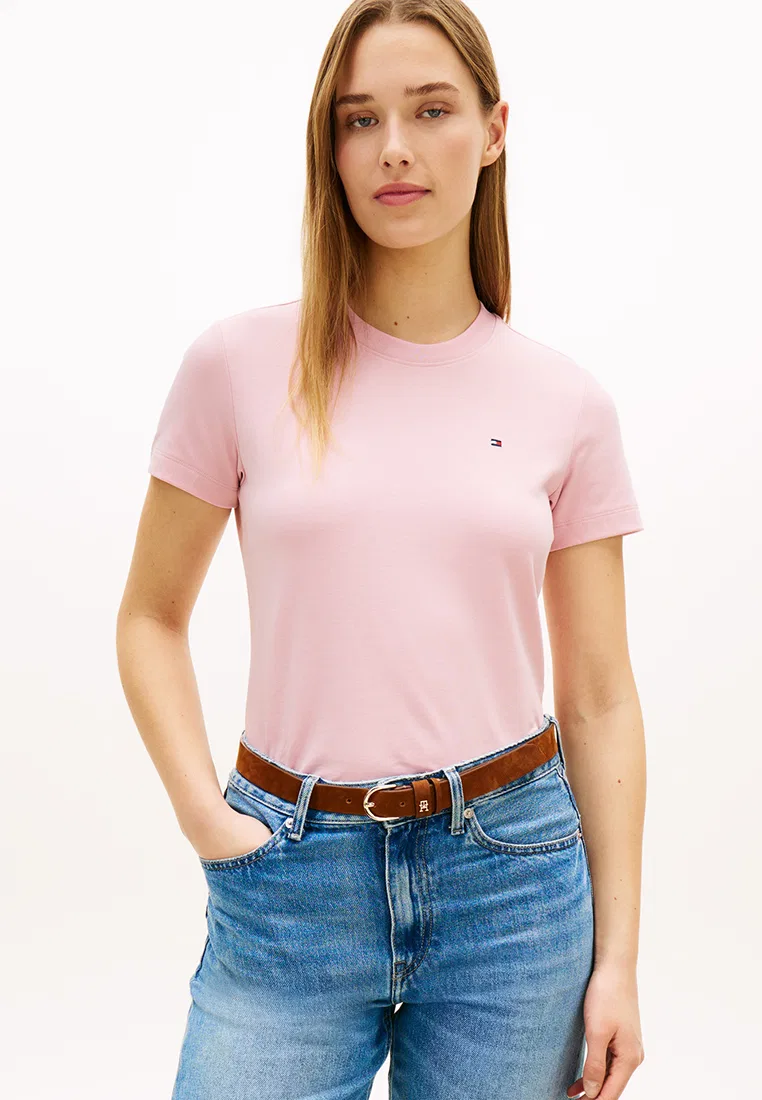 Футболка с круглым вырезом и коротким рукавом, Interlock, TH Mainline Tommy Hilfiger, розовый