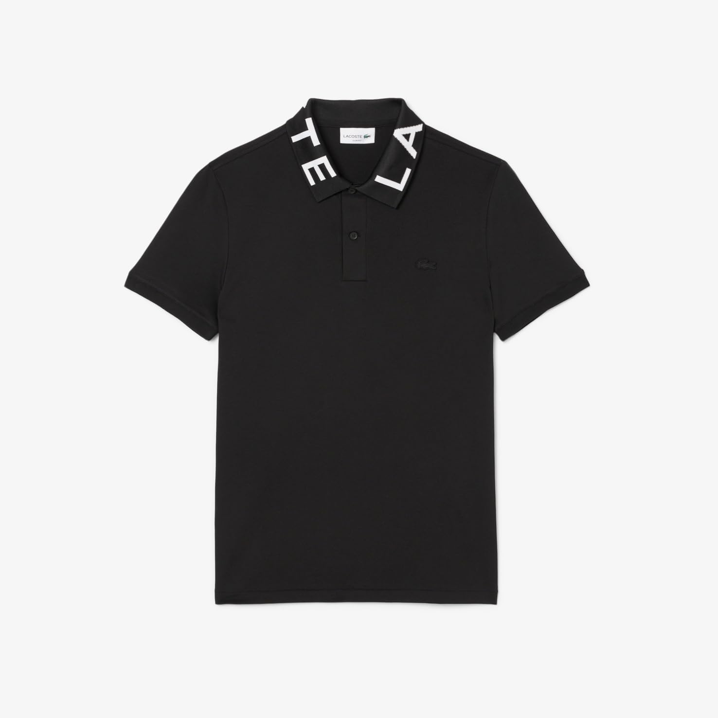 Мужская рубашка-поло Lacoste (официальная) с жаккардовым рисунком, черный — фото 4