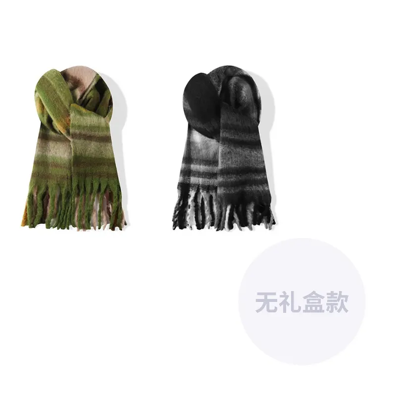 

Вязаный шарф унисекс, Black Gray+Army Green