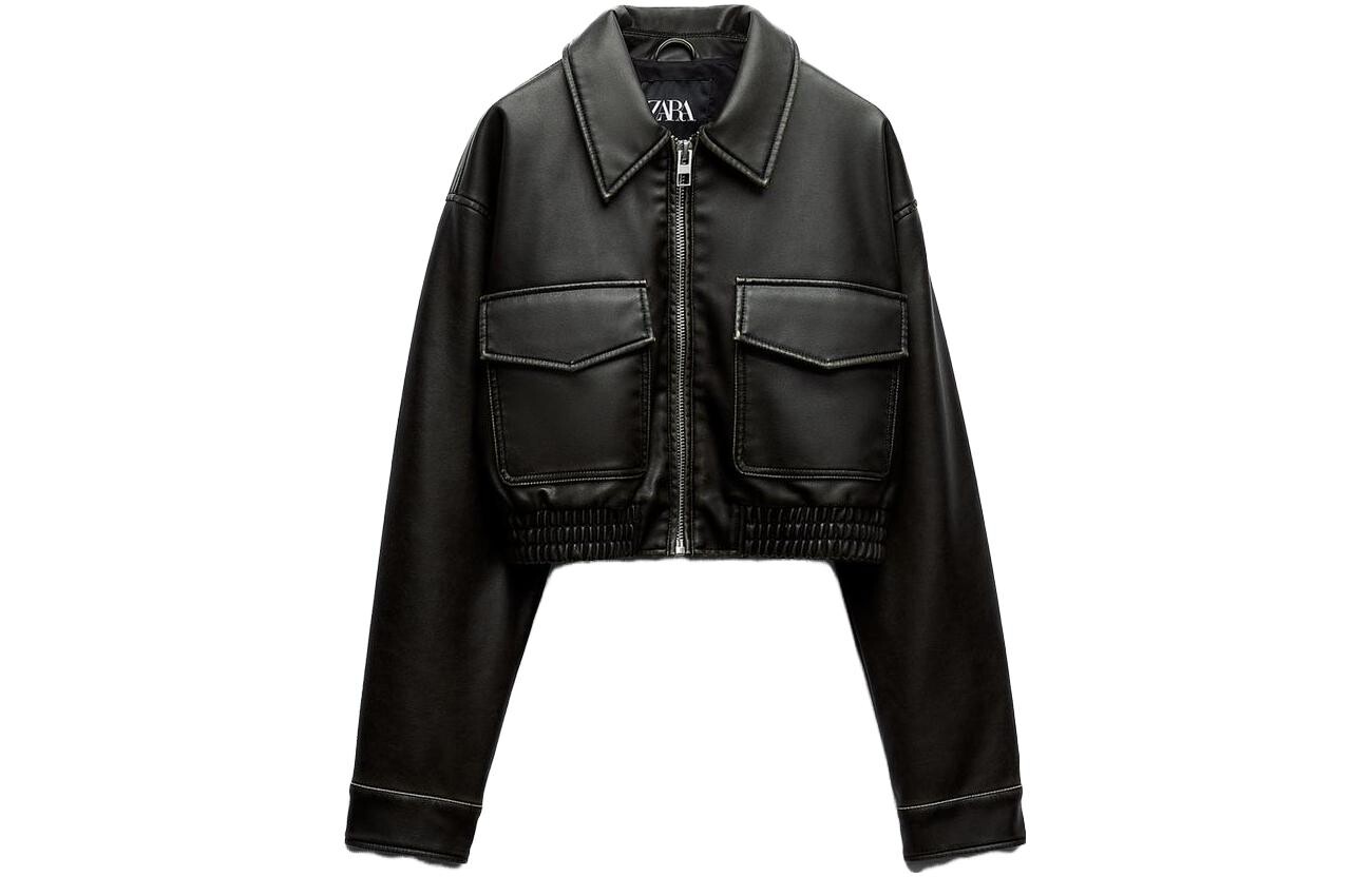 

Укороченное пальто женское темно-серое Zara