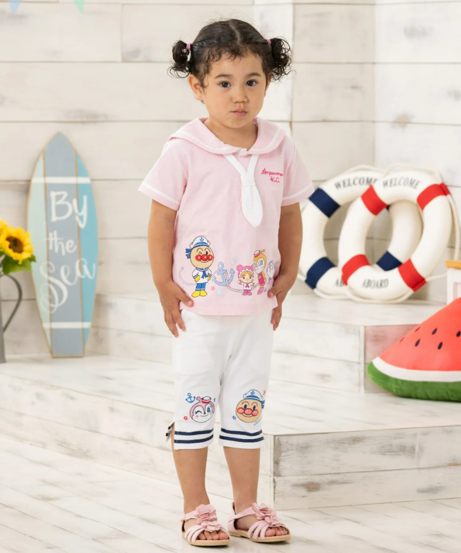 Детская футболка с матросским воротником Anpanman Kids Collection розовая — фото 4
