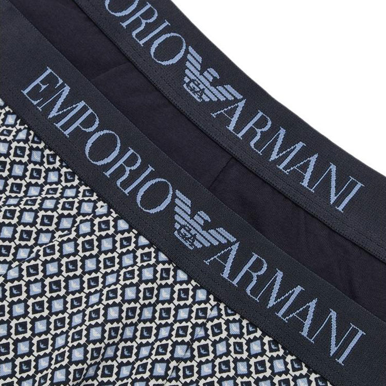 Набор из двух боксеров с логотипом на поясе EMPORIO ARMANI, синий (2 Pack) — фото 3