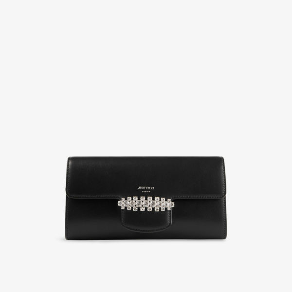 

Клатч кожаный Jimmy Choo Bing на цепочке, черный / серебряный