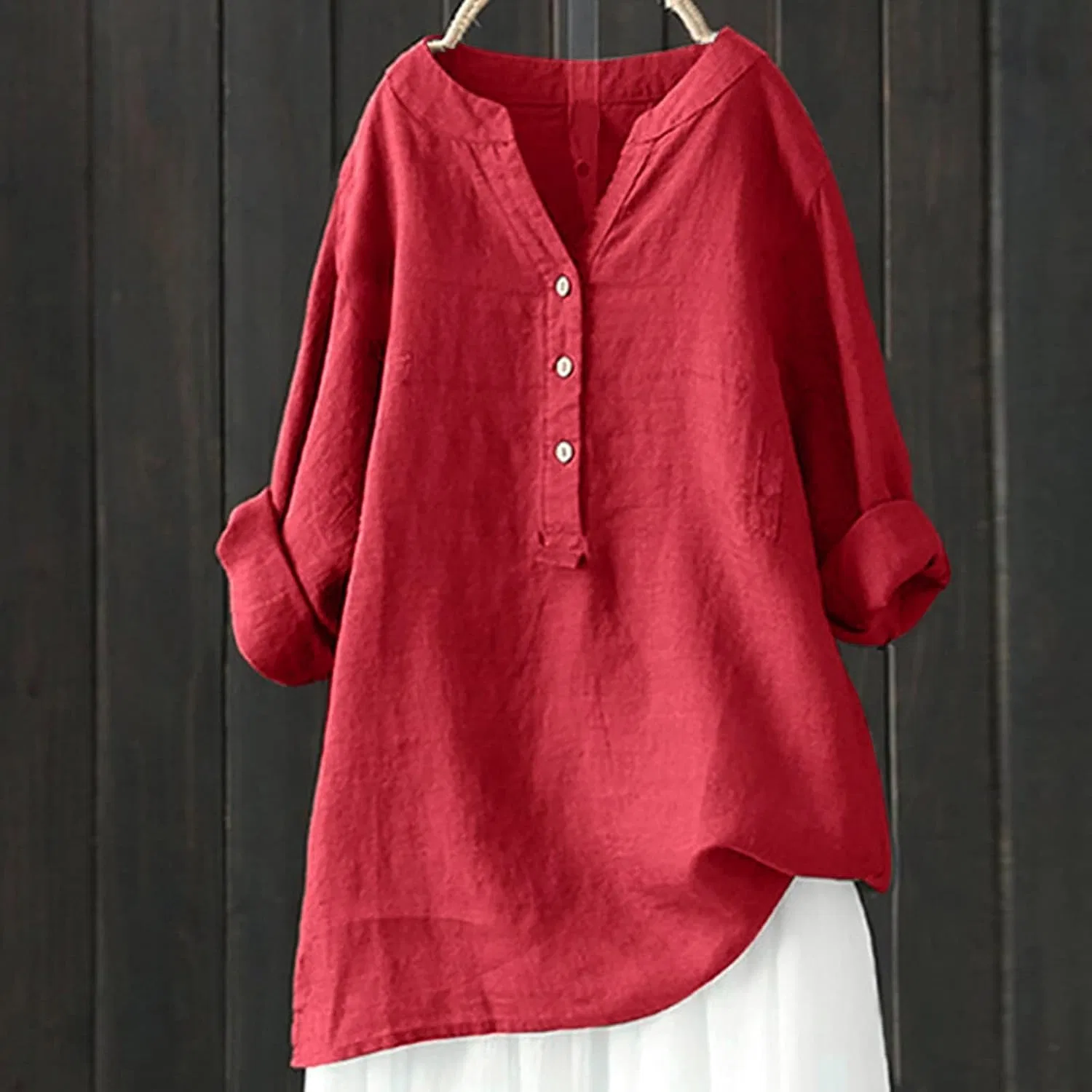 Блуза, свободная, Oversize T-shirt, красный — фото 2