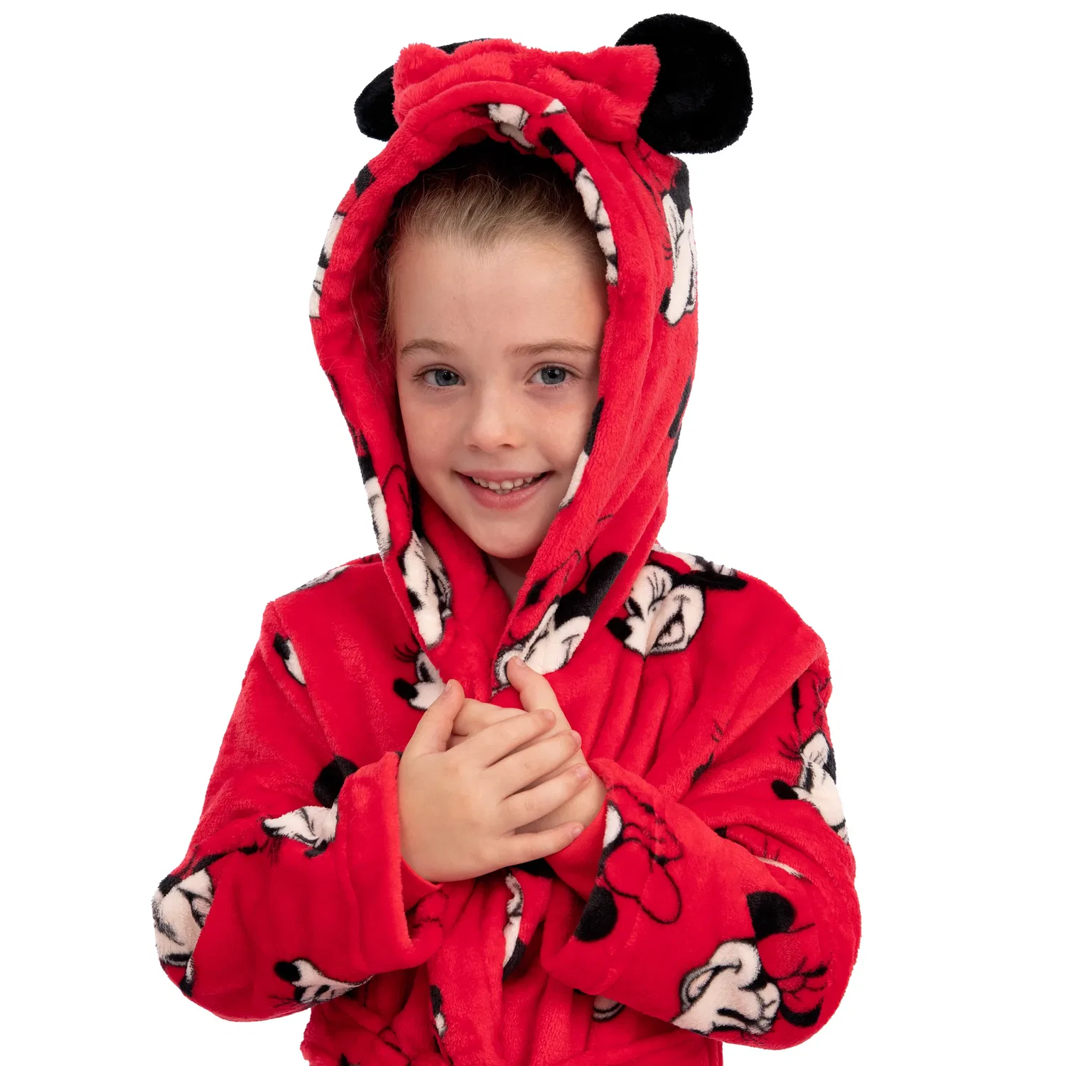 Детский халат Minnie Mouse 3D уши и бант Disney, красный — фото 3