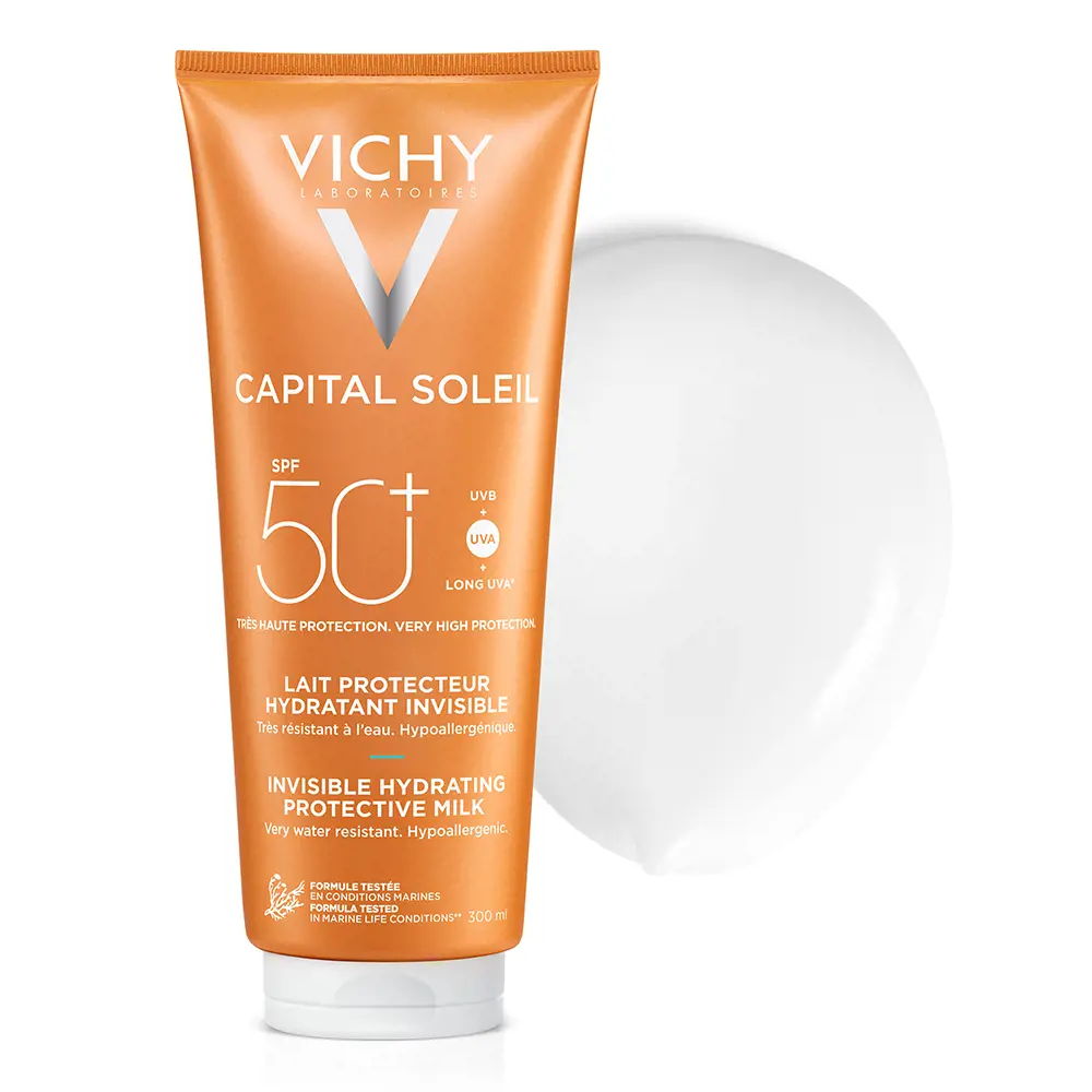 Солнцезащитный крем Capital soleil lait hydratant spf50 Vichy Laboratoires, 300 мл. — фото 3