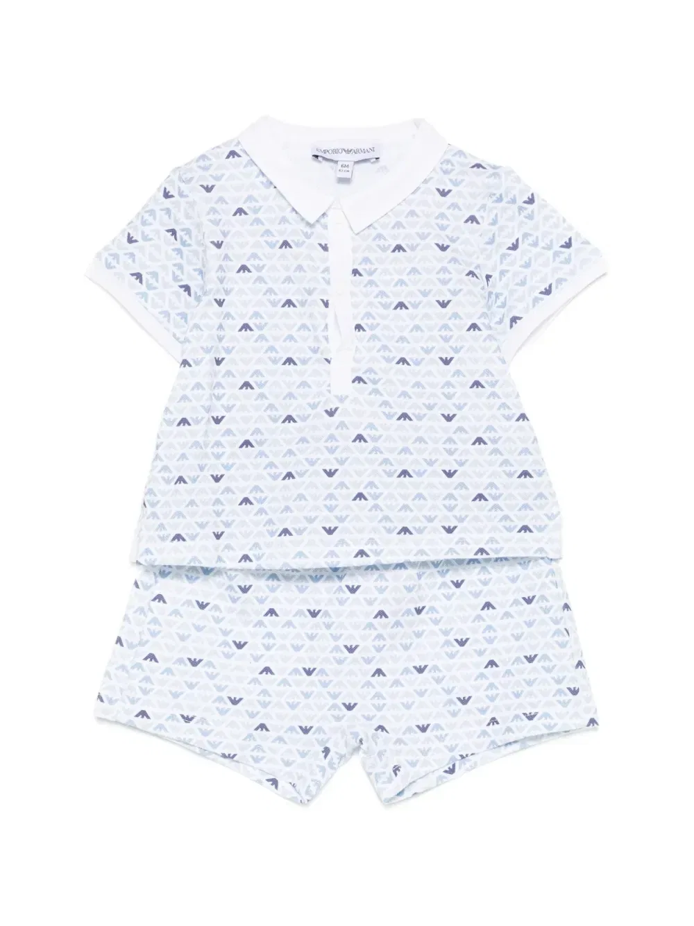 Комплект из шорт с принтом и рубашки-поло Emporio Armani Kids, белый