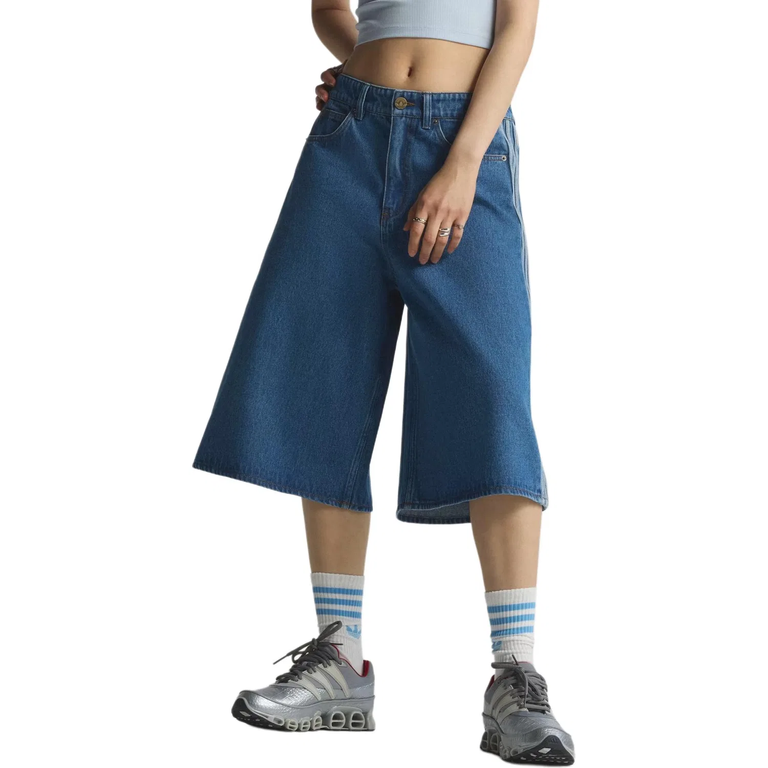 Шорты Firebird Adidas Originals, Medium Vintage Denim Blue — фото 4