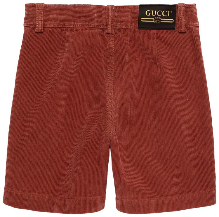 Детские вельветовые шорты Gucci с пряжкой в виде конской уздечки, красные — фото 2