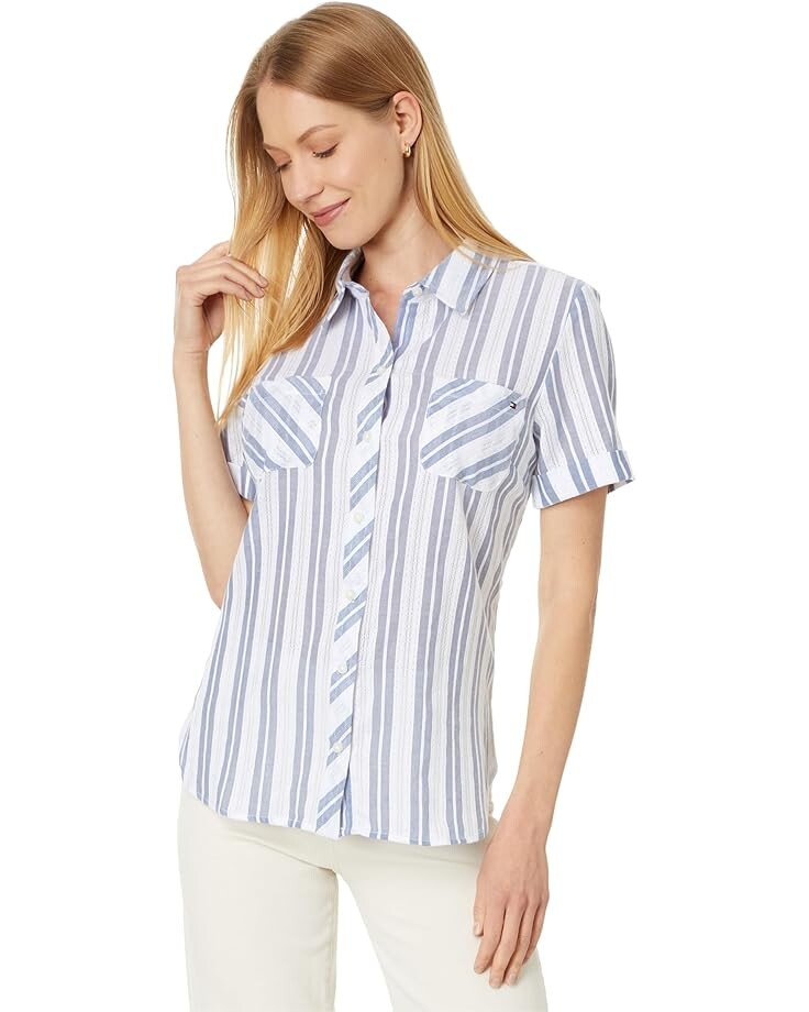 

Рубашка Tommy Hilfiger Dobby Stripe Camp Shirt, цвет Bright White/Multi