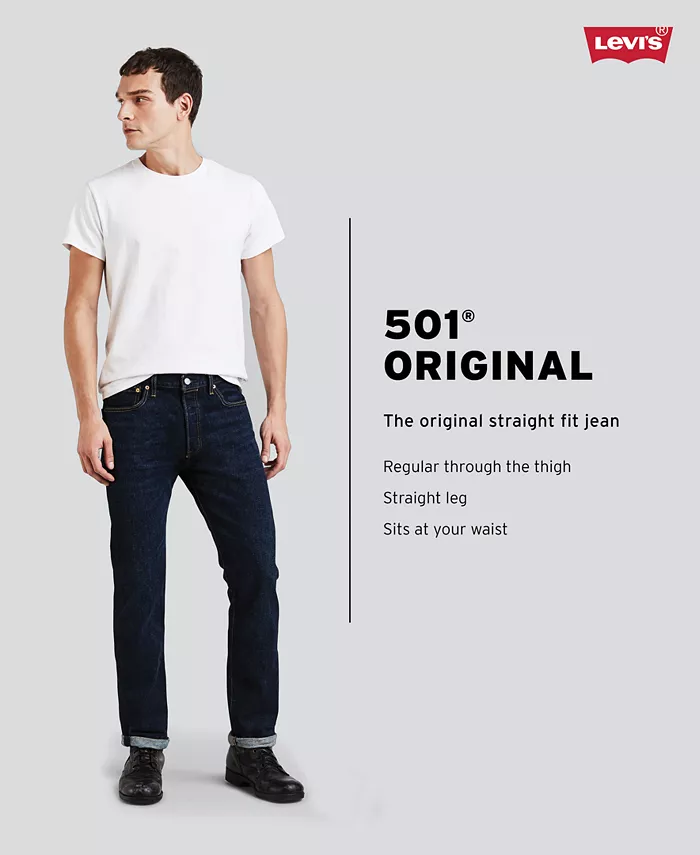 Мужские джинсы 501 Original Shrink-to-Fit без стрейча Levi's, черный — фото 4