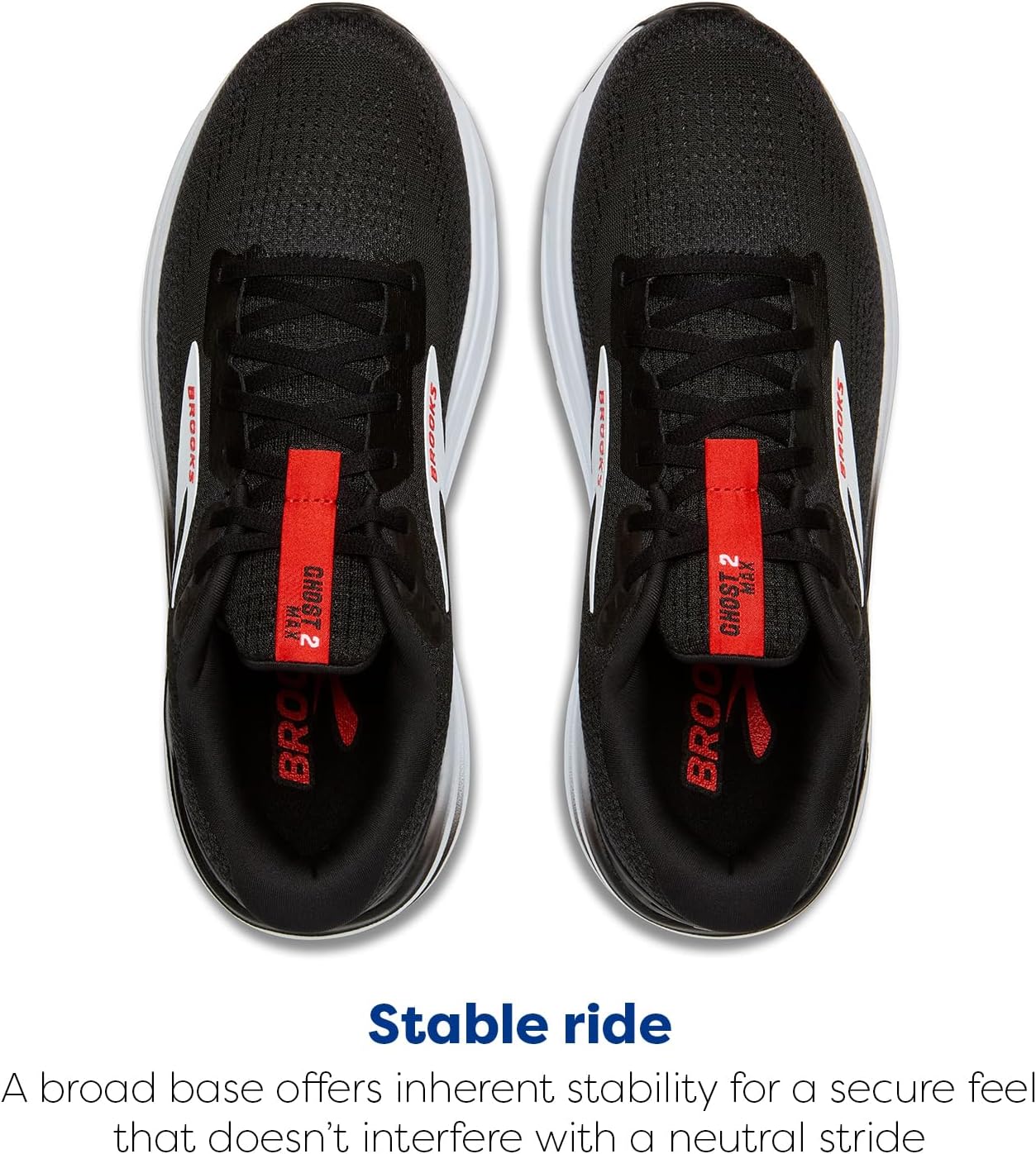 Мужские кроссовки Brooks Ghost Max 2 для бега и ходьбы, белый/черный/красный — фото 4