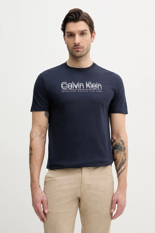 

Хлопковая футболка Calvin Klein, темно-синий