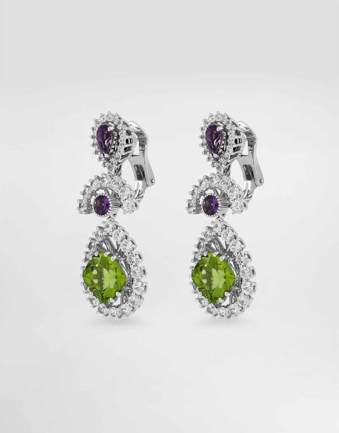 Серьги eleganza из белого золота 18 карат с аметистами, перидотами и сапфирами. Dolce & Gabbana, белый — фото 3