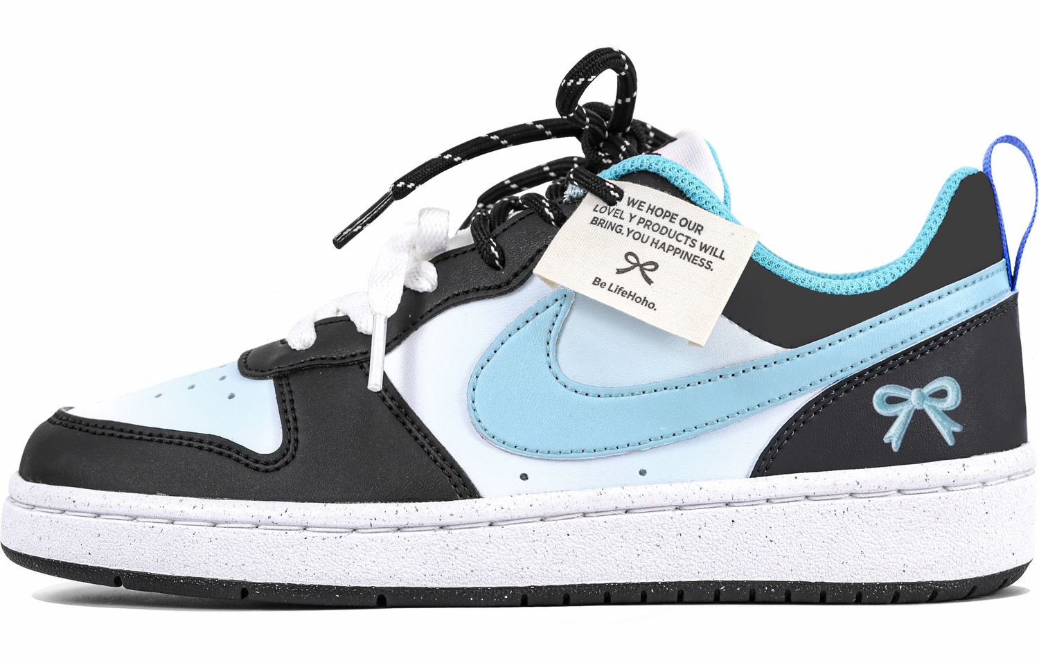 

Nike Court Borough Low Cushioning, Wear Resistant Low Top детские скейтбординг кроссовки Black Blue для подростков