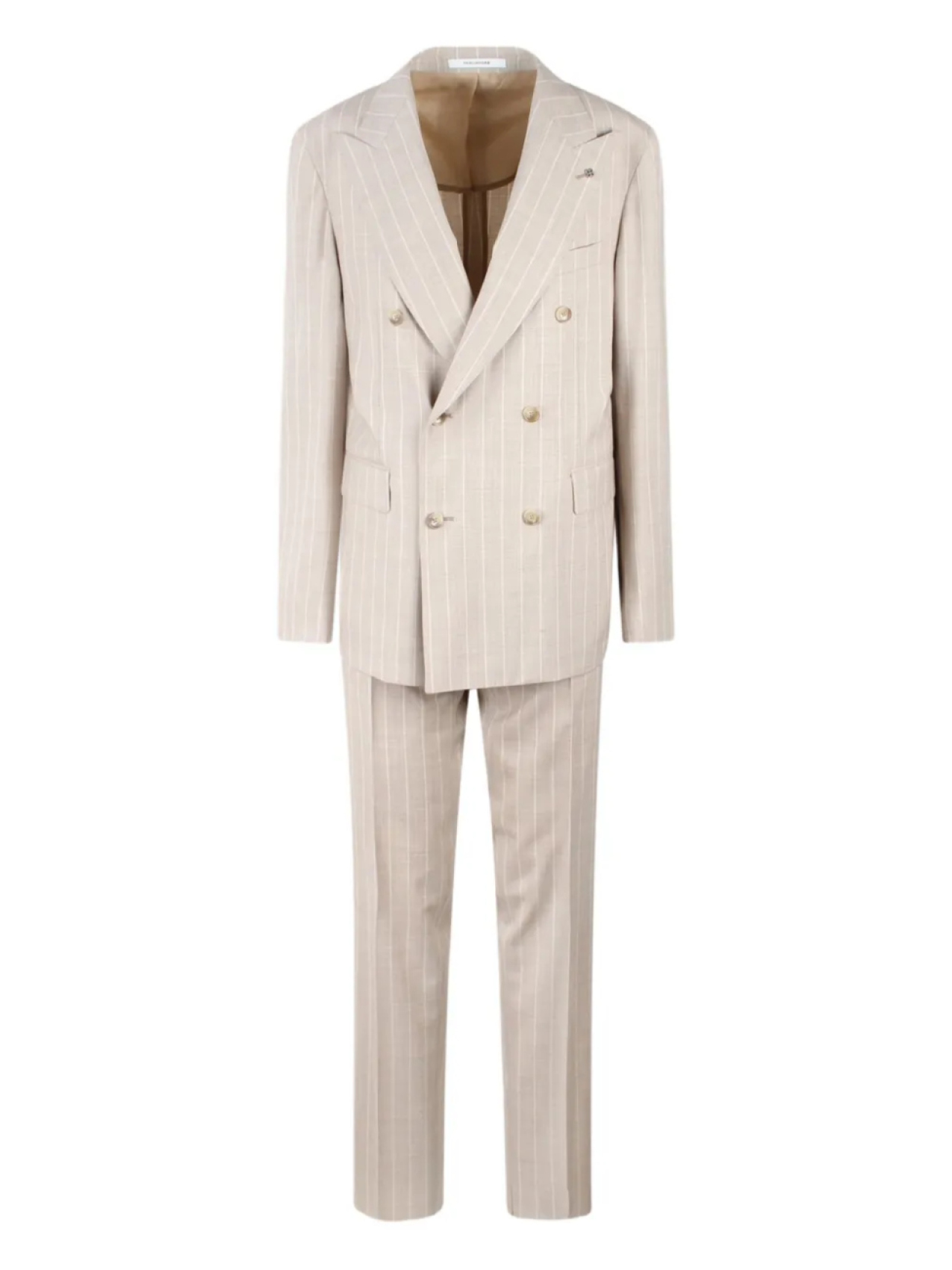 

Двубортный костюм в тонкую полоску Tagliatore, нейтральный