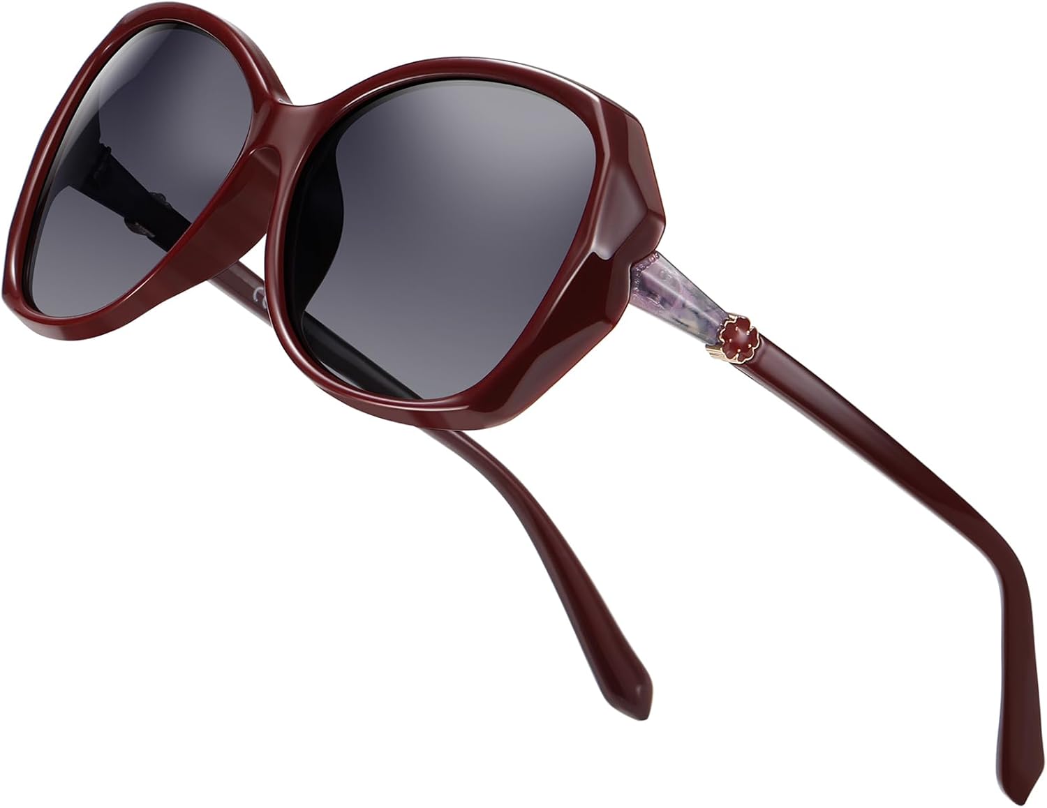 

Поляризованные солнцезащитные очки, надеваемые поверх обычных очков, для женщин и мужчин. Модные квадратные очки с обтекаемой формой и защитой от УФ-излучения Rmmeey, Red Frame/Grey Lens 06