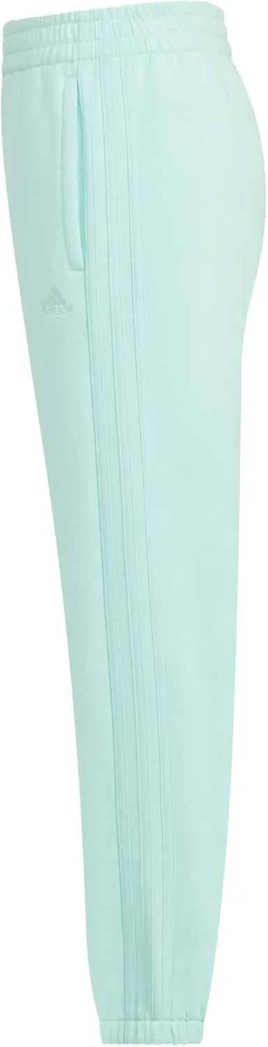 Детские хлопковые флисовые спортивные брюки Adidas, Aqua Blue — фото 2