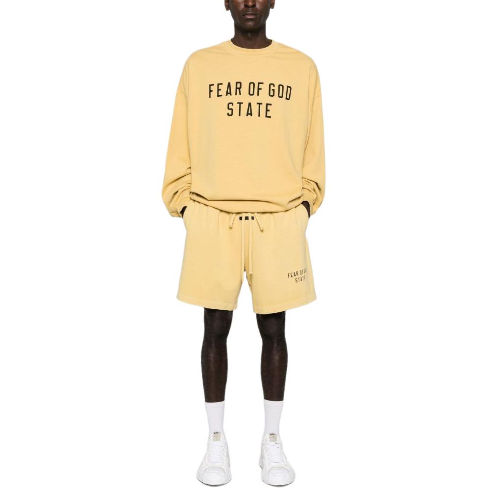 Тяжёлая футболка с длинным рукавом Fear Of God Essentials, цвет янтарное золото/янтарь — фото 4
