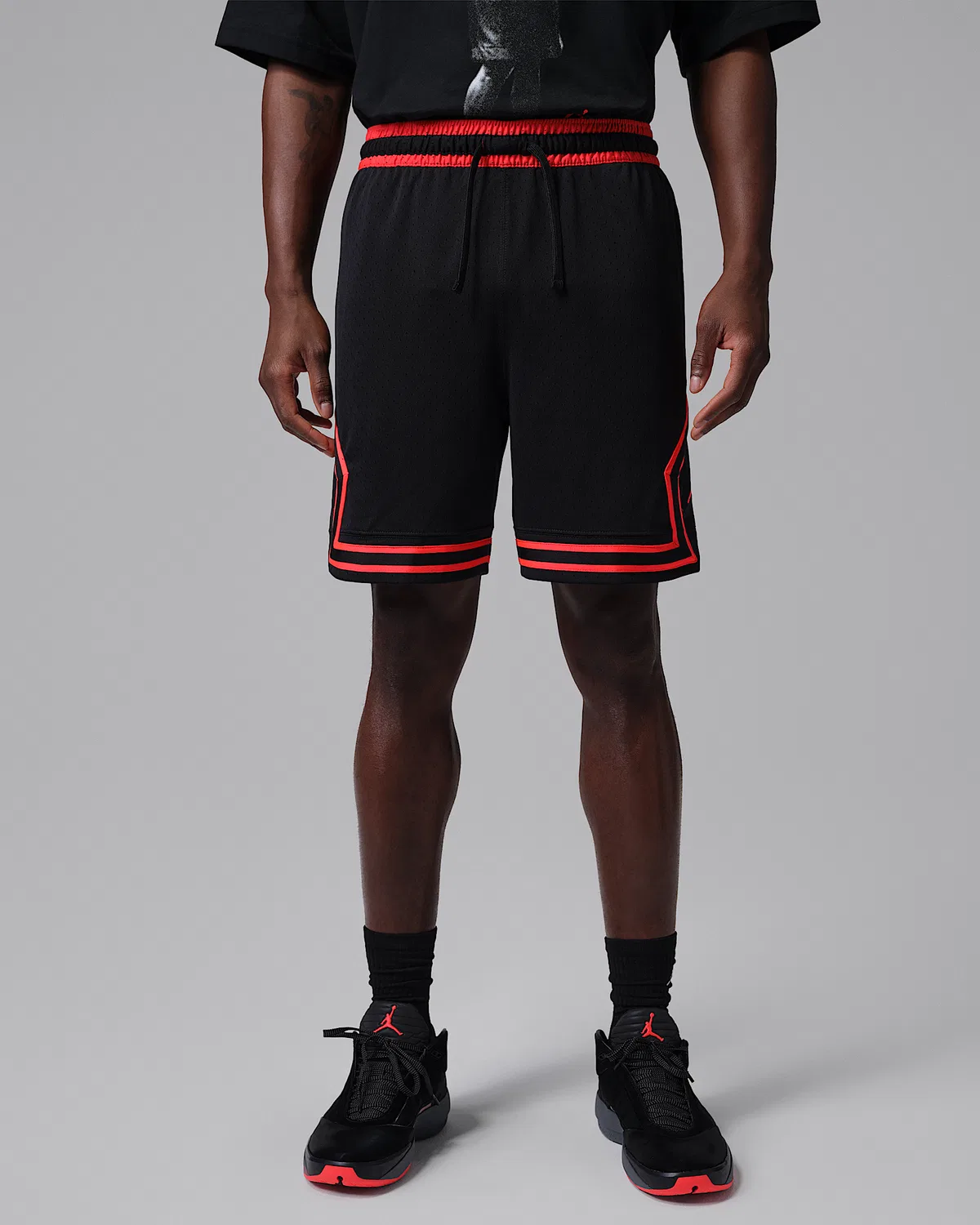 Мужские шорты Jordan Sport Dri-FIT Mesh Diamond, Black/Infrared 23/Infrared 23