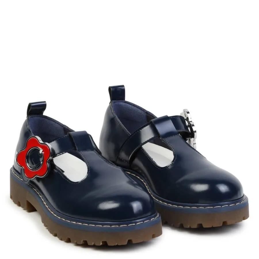Детские кожаные туфли Mary-Janes с пряжкой Kenzo, темно-синий — фото 2