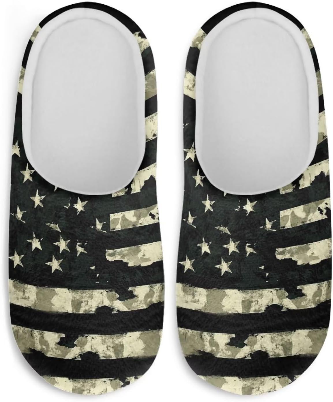 

Домашние тапочки Yuolagixn Plus для мужчин, теплые флисовые тапочки для дома, удобные мягкие домашние обувь, размер 3-12, American Flag Camo