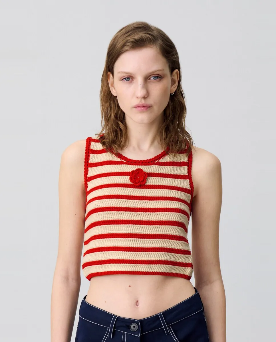 

Женский топ из кружева в полоску Claudie Pierlot, розовый