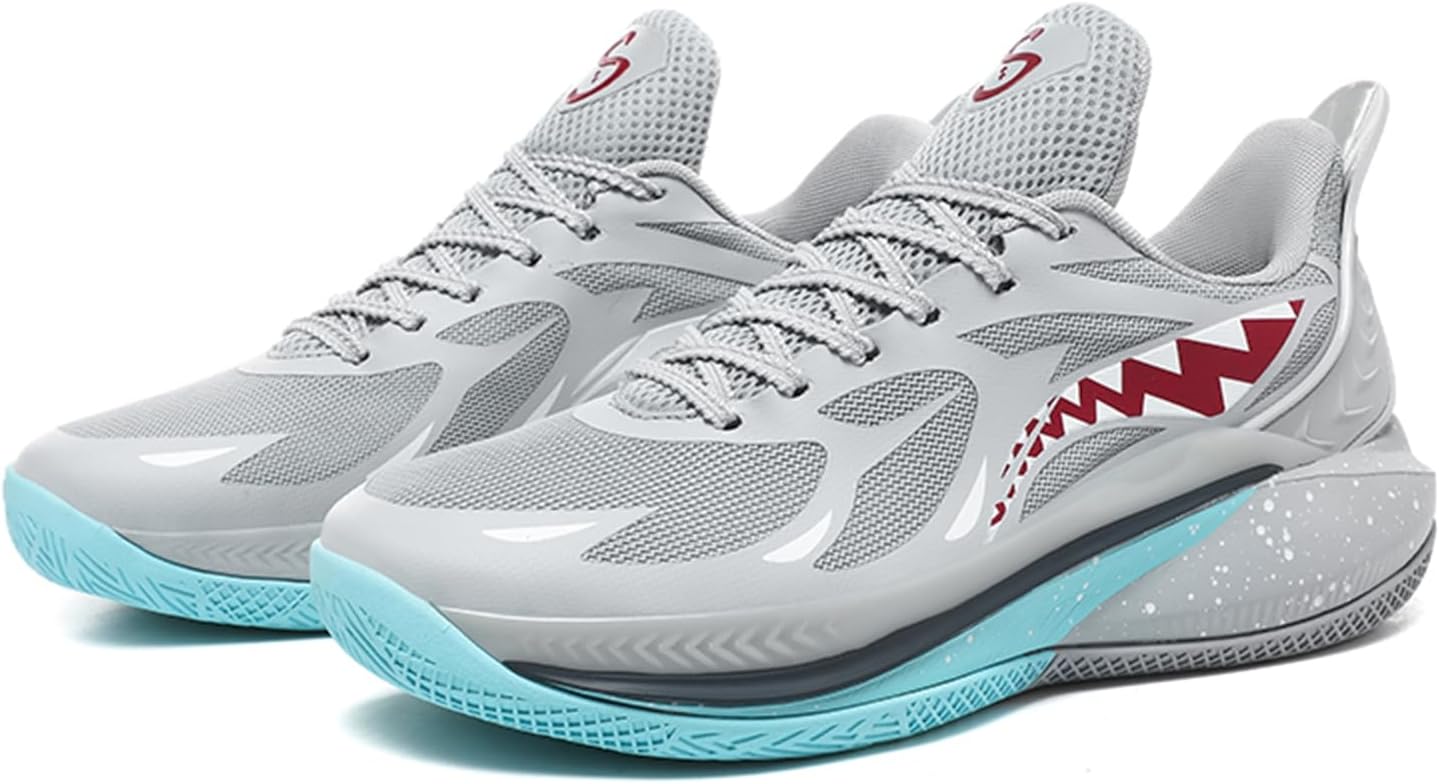 

Мужские средние кеды с дышащей сеткой, шнуровкой, модным дизайном, толстой подошвой, противоскользящей амортизацией и легкие баскетбольные кроссовки, подходящие для упражнений, бега и езды на велосипеде Qaoterod, серый